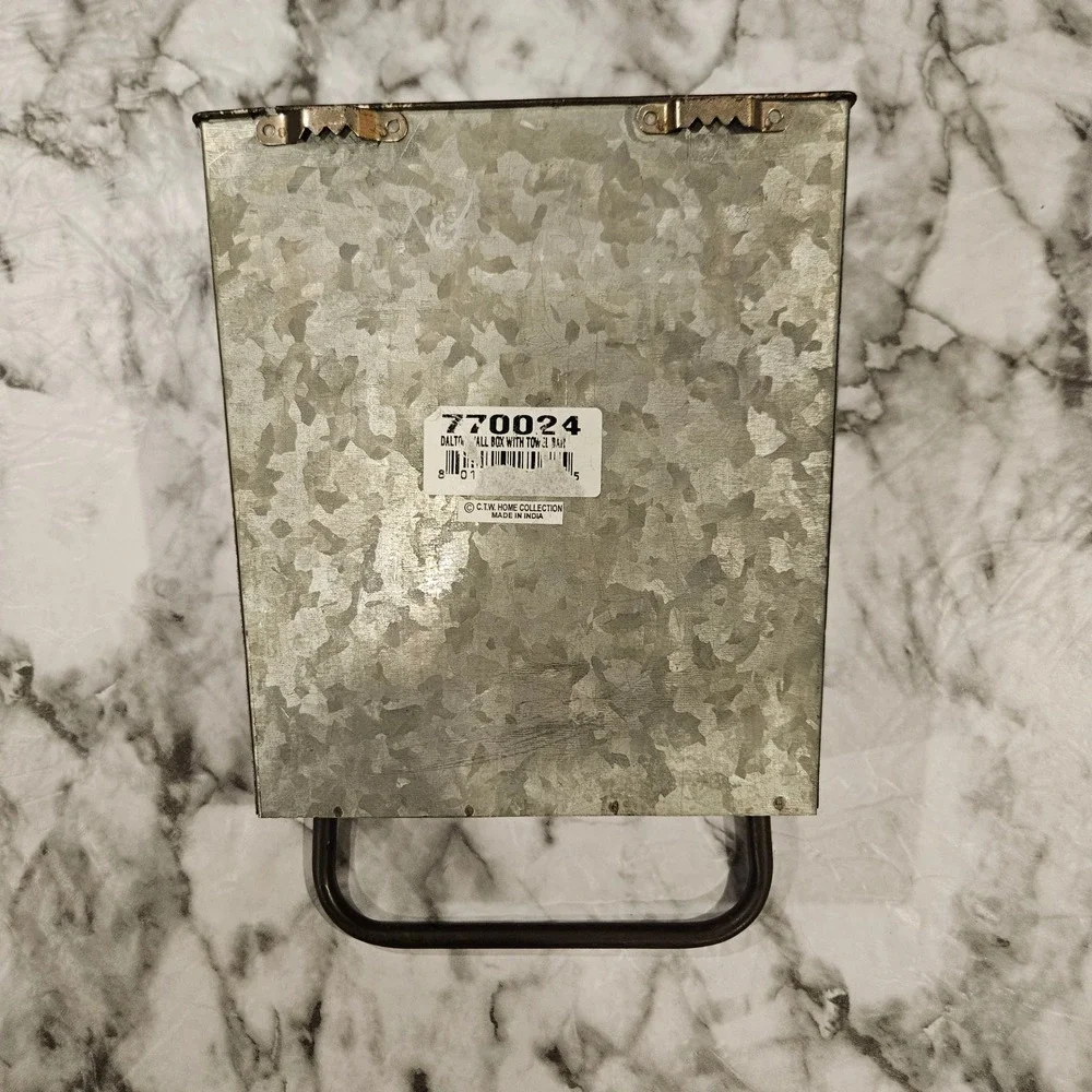 Vintage Rustic Metal Wall Box Organizer Holder with Perforated Front and‎ Handle